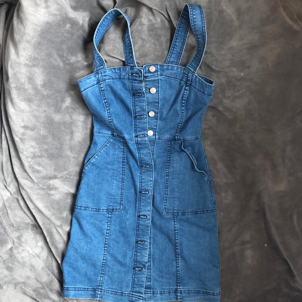 Denim mini dress- button up